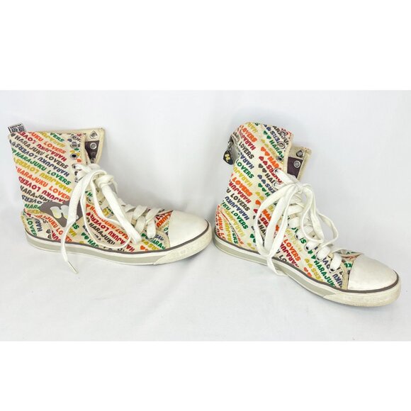 2000s Harajuku Lovers Rainbow Print High Tops sz 7 - Picture 5 of 10